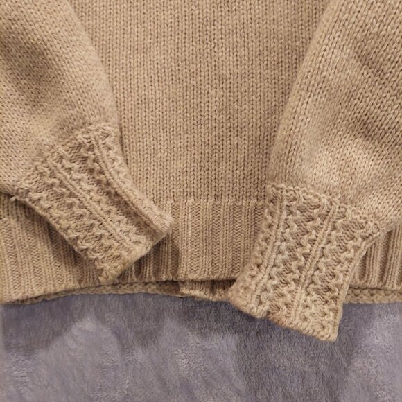 Eddie Bauer Womens M Beige Wool Cardigan Pockets Zip Textured Cuffs Boho Beachy - Picture 4 of 16
